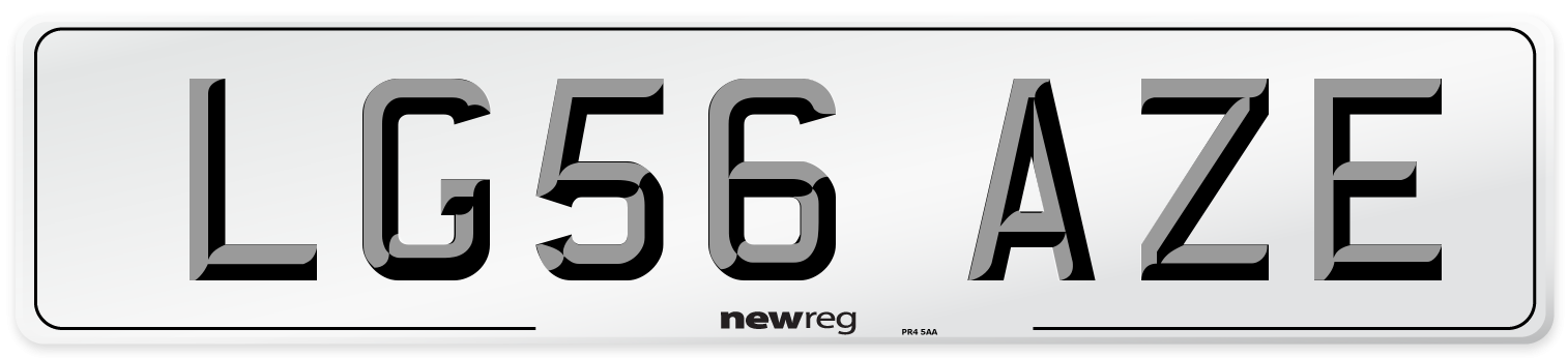 LG56 AZE Number Plate from New Reg